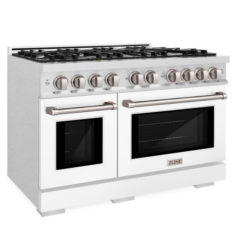 zline-48-in-dual-fuel-range-6-7-cu-ft-capacity-8-burner-gas-cooktop-double-oven-satin-stainless-steel-with-white-matte-doors-hdrs-wm-48