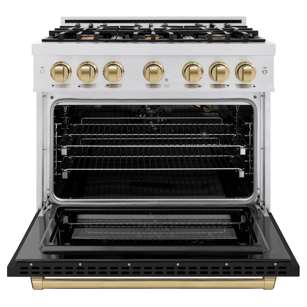 zline-36-in-gas-range-5-2-cu-ft-6-burner-cooktop-convection-gas-oven-satin-stainless-steel-with-black-matte-door-and-champagne-bronze-accents-hgrsz-blm-36-cb