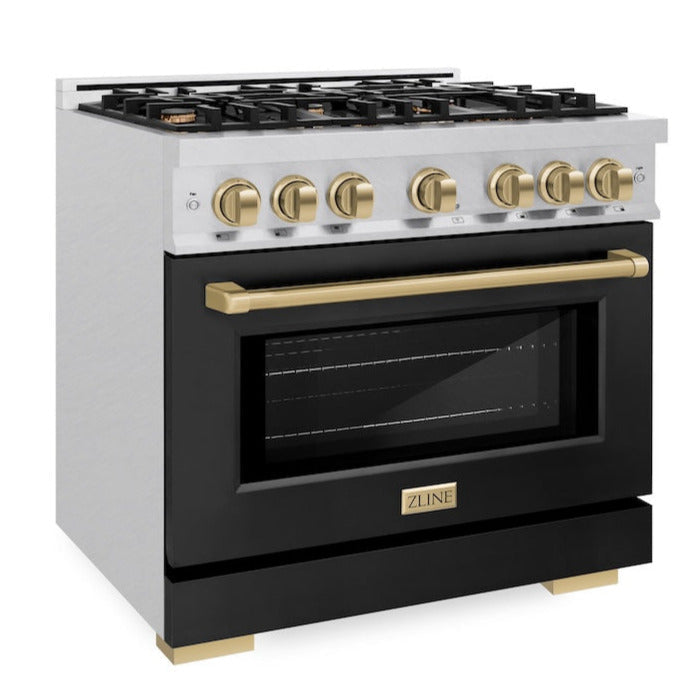 zline-36-in-gas-range-5-2-cu-ft-6-burner-cooktop-convection-gas-oven-satin-stainless-steel-with-black-matte-door-and-champagne-bronze-accents-hgrsz-blm-36-cb