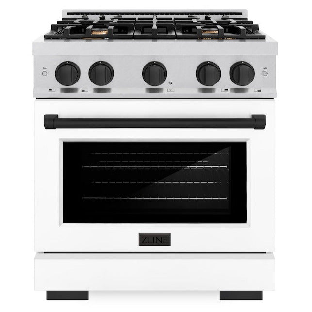zline-30-in-gas-range-4-2-cu-ft-4-burner-cooktop-convection-gas-oven-satin-stainless-steel-with-white-matte-door-and-matte-black-accents-hgrsz-wm-30-mb
