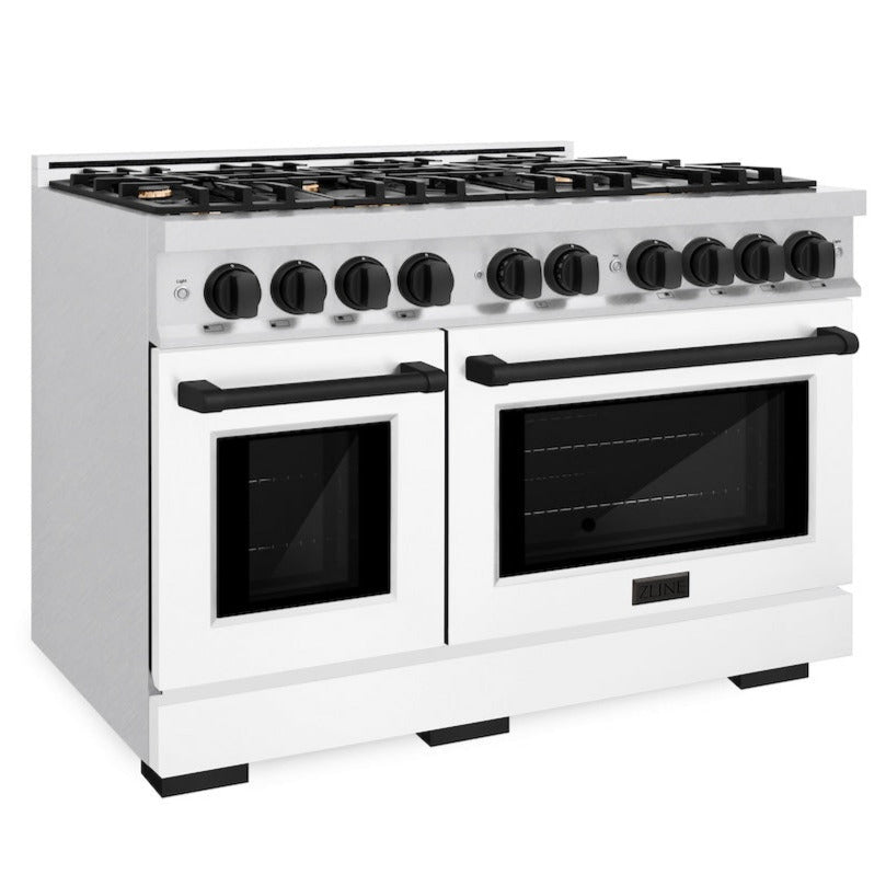 zline-48-in-double-oven-gas-range-6-7-cu-ft-8-burner-cooktop-satin-stainless-steel-white-matte-doors-matte-black-accents-hgrsz-wm-48-mb