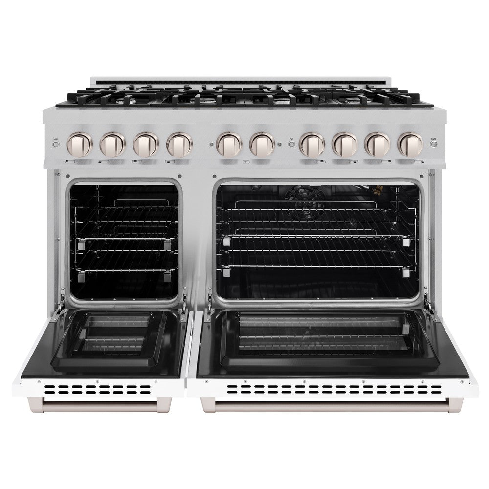 zline-48-in-gas-range-double-oven-6-7-cu-ft-8-burner-cooktop-satin-stainless-steel-with-white-matte-doors-hgrs-wm-48