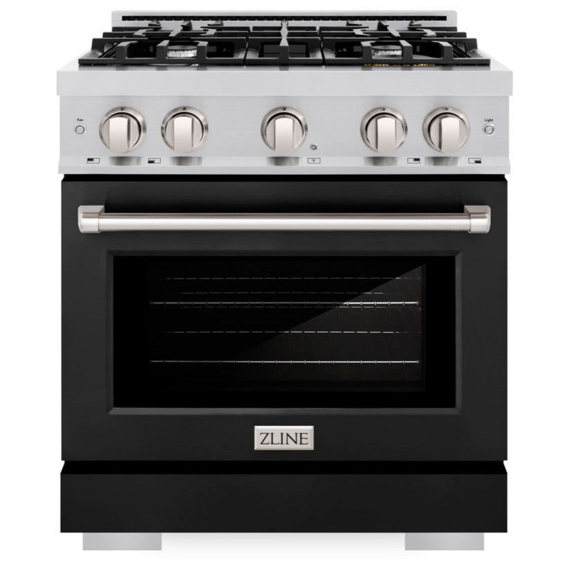 zline-30-in-select-dual-fuel-range-4-2-cu-ft-4-gas-burners-electric-convection-oven-stainless-steel-with-black-matte-door-hdr-blm-30