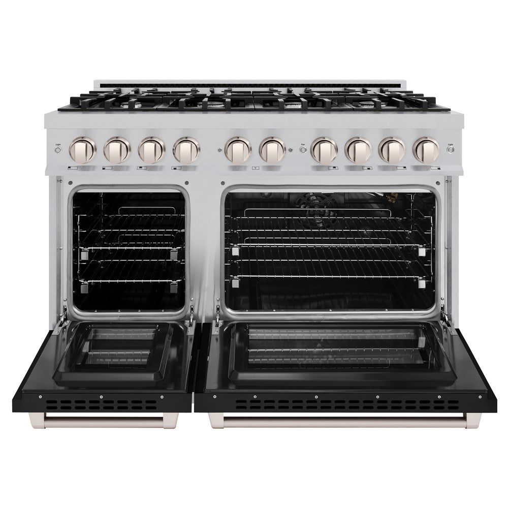 zline-48-inch-select-double-oven-gas-range-with-8-burners-6-7-cu-ft-stainless-steel-with-black-matte-doors-hgr-blm-48