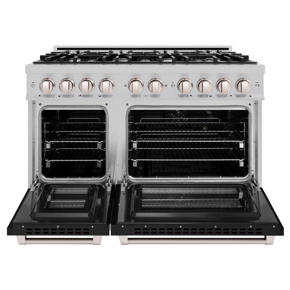 zline-48-in-select-double-oven-dual-fuel-range-6-7-cu-ft-8-burners-stainless-steel-with-black-matte-doors-hdr-blm-48