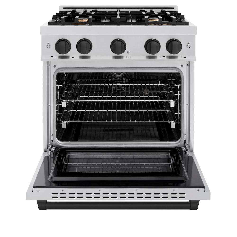 zline-30-in-dual-fuel-range-4-2-cu-ft-4-burner-gas-cooktop-electric-convection-oven-stainless-steel-matte-black-accents-hdrz-30-mb
