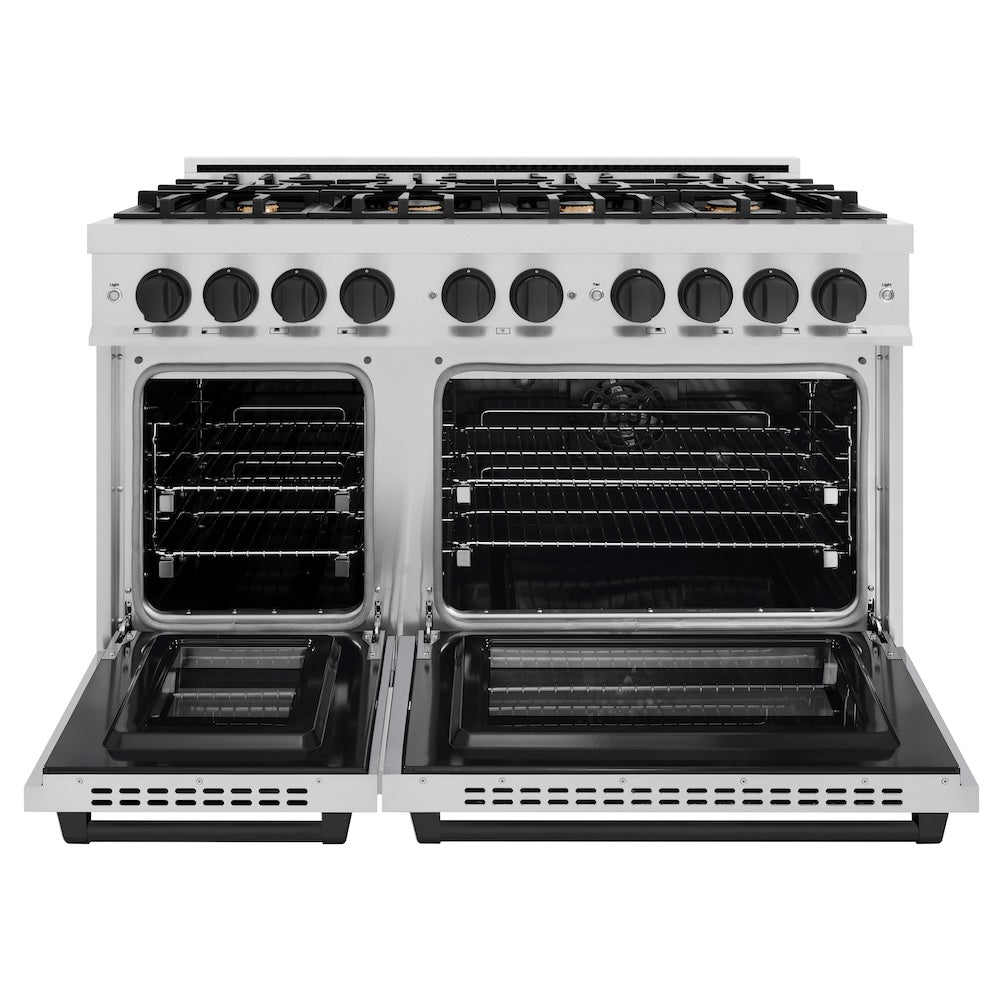 zline-48-in-dual-fuel-range-6-7-cu-ft-double-oven-8-burners-stainless-steel-with-matte-black-accents-hdrz-48-mb
