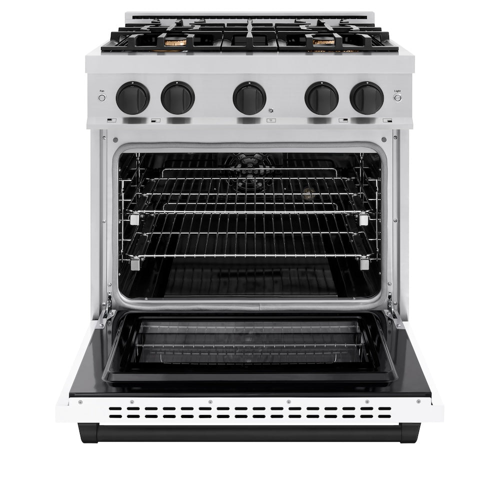 zline-30-in-select-dual-fuel-range-4-2-cu-ft-gas-cooktop-with-4-brass-burners-electric-convection-oven-satin-stainless-steel-with-white-matte-door-matte-black-accents-hdrsz-wm-30-mb
