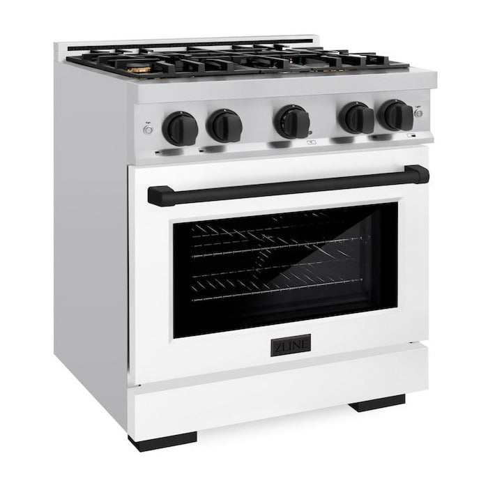 zline-autograph-edition-30-in-select-dual-fuel-range-4-burners-4-2-cu-ft-electric-convection-oven-stainless-steel-with-white-matte-door-matte-black-accents-hdrz-wm-30-mb