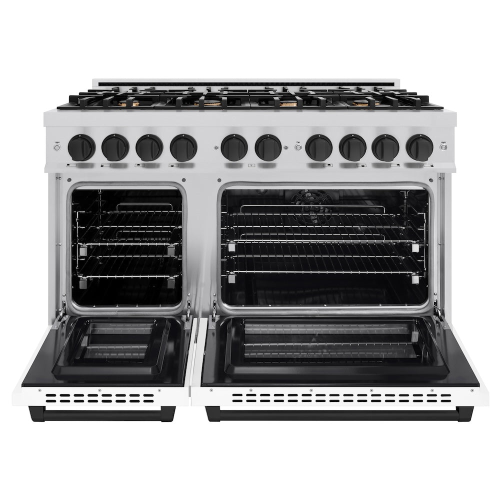 zline-autograph-edition-48-in-select-double-oven-dual-fuel-range-with-8-gas-burners-6-7-cu-ft-stainless-steel-with-white-matte-doors-and-matte-black-accents-hdrz-wm-48-mb