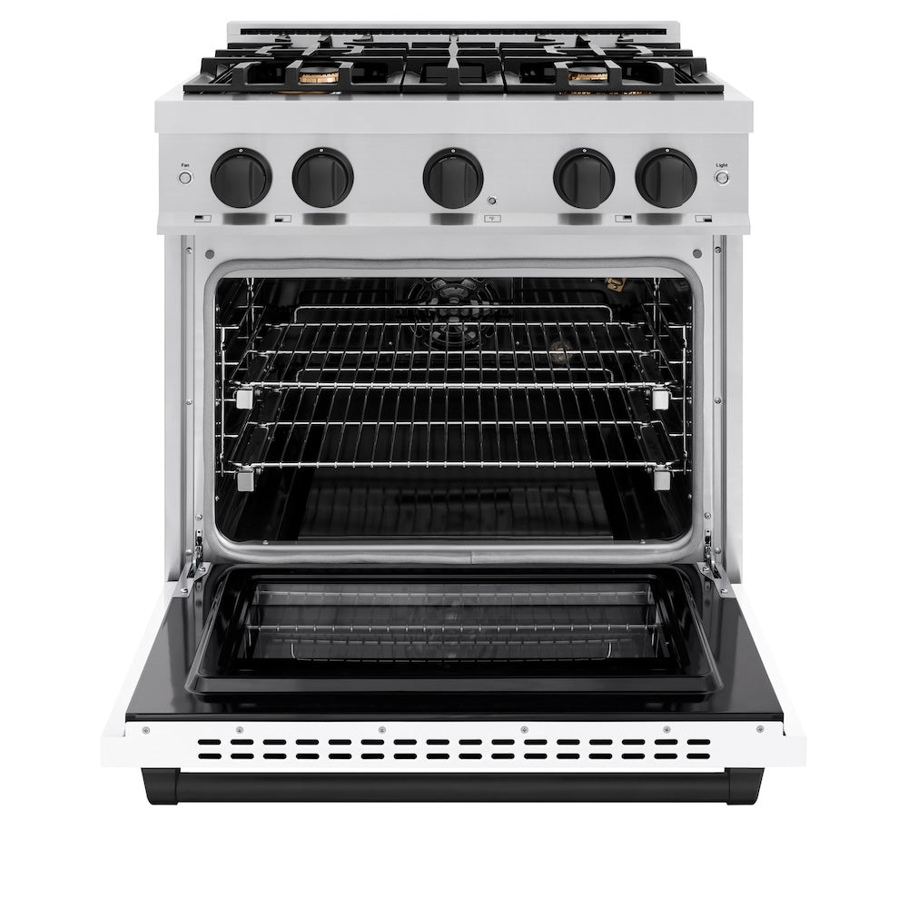 zline-autograph-edition-30-in-4-2-cu-ft-select-gas-range-with-4-burners-stainless-steel-with-white-matte-door-and-matte-black-accents-hgrz-wm-30-mb
