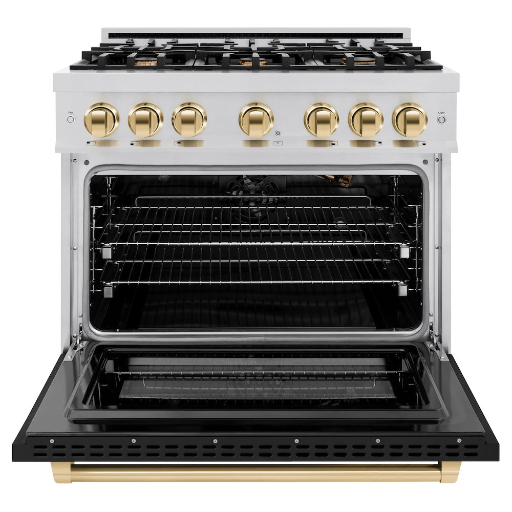 zline-36-in-gas-range-5-2-cu-ft-6-burners-stainless-steel-black-matte-door-polished-gold-accents-hgrz-blm-36-g