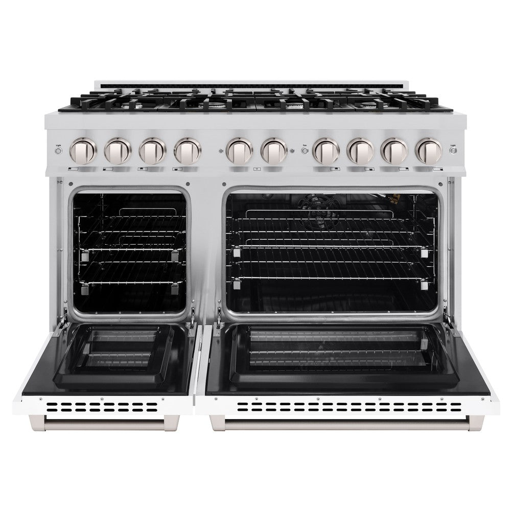 zline-48-in-6-7-cu-ft-select-double-oven-gas-range-with-8-gas-burners-stainless-steel-with-white-matte-doors-hgr-wm-48