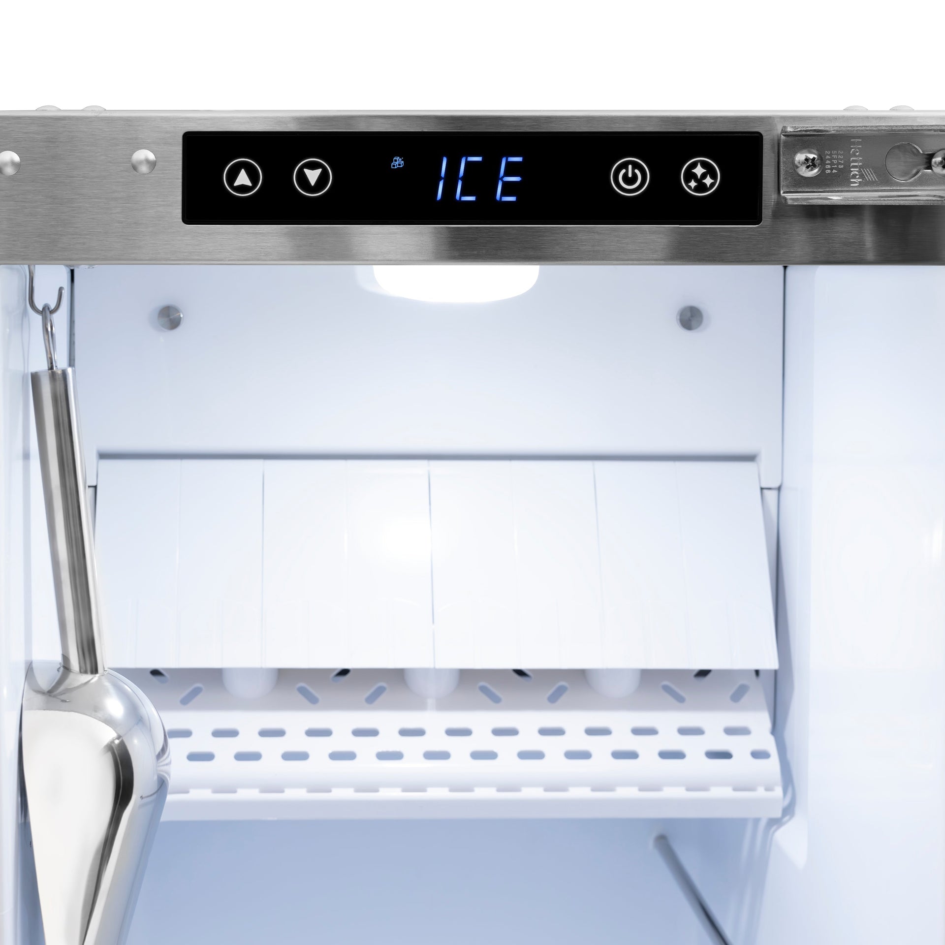 zline-autograph-15-touchstone-gourmet-ice-maker-with-drain-pump-and-white-matte-door-with-polished-gold-handle-igmdz-wm-15-g