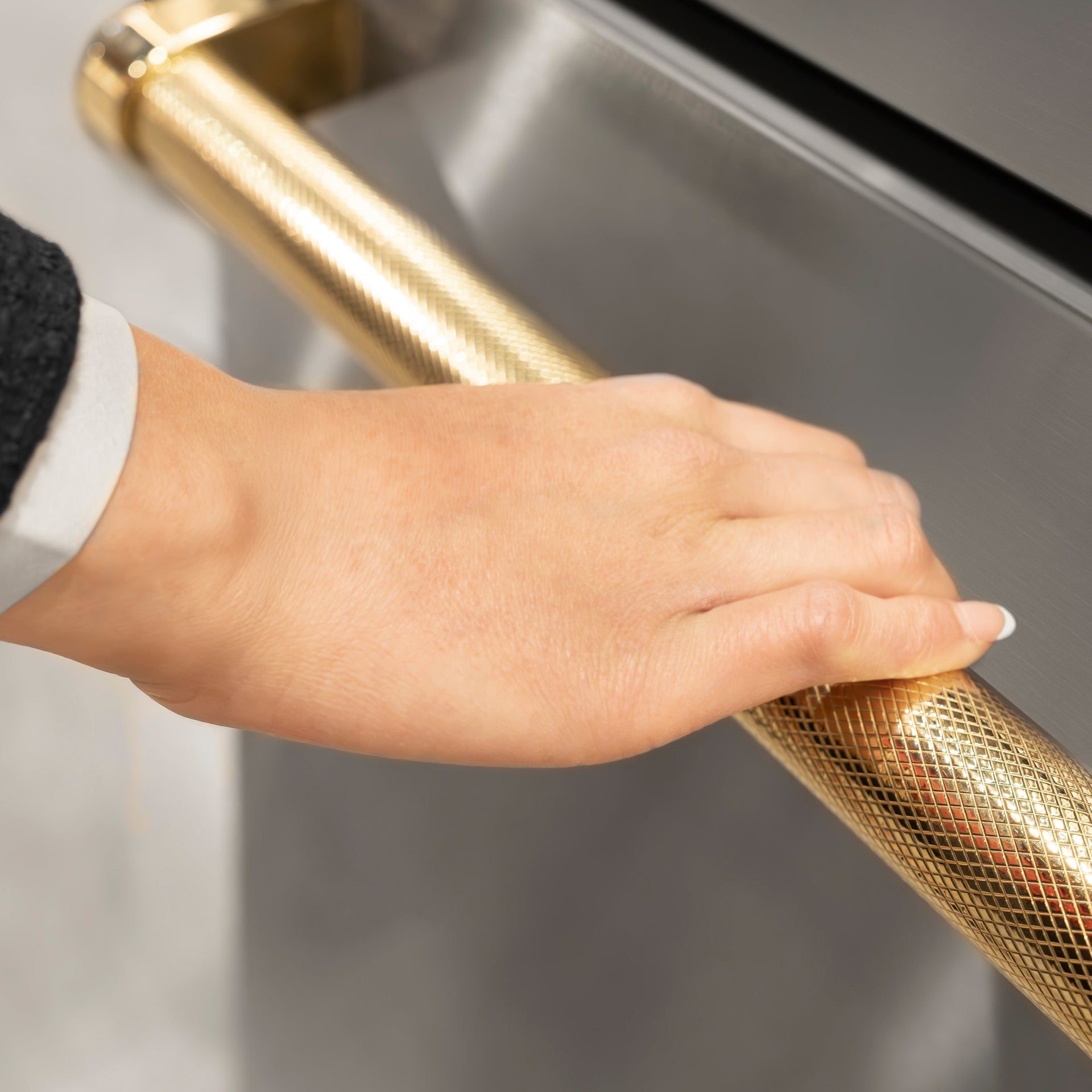 zline-36-in-french-door-built-in-bottom-freezer-refrigerator-19-6-cu-ft-with-water-dispenser-ice-maker-stainless-steel-interior-polished-gold-helix-handles-srbivz-30436kg
