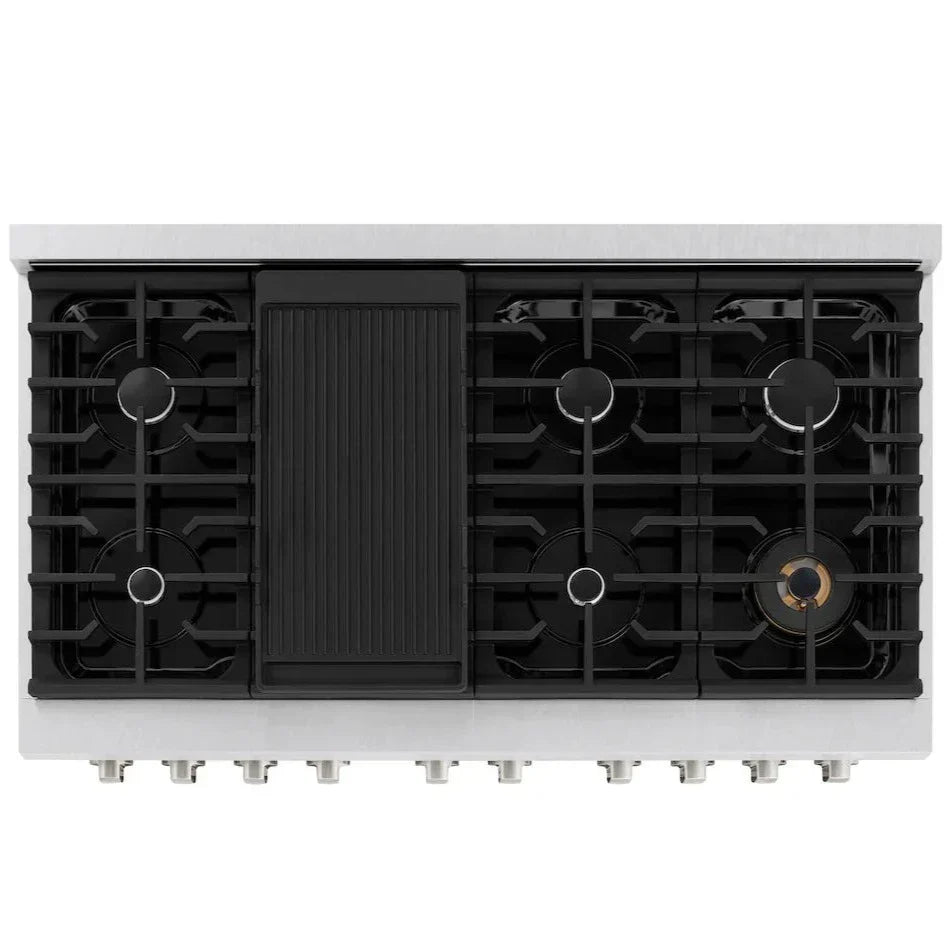 zline-48-in-6-7-cu-ft-paramount-double-oven-gas-range-with-8-gas-burners-satin-stainless-steel-with-black-matte-doors-sgrs-blm-48