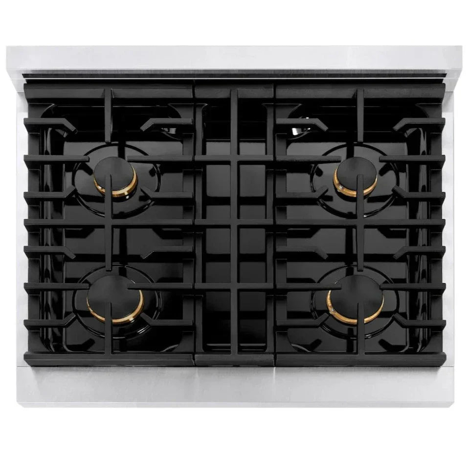 zline-autograph-30-in-4-2-cu-ft-paramount-gas-range-with-4-burners-and-convection-gas-oven-in-satin-stainless-steel-with-champagne-bronze-accents-sgrsz-30-cb
