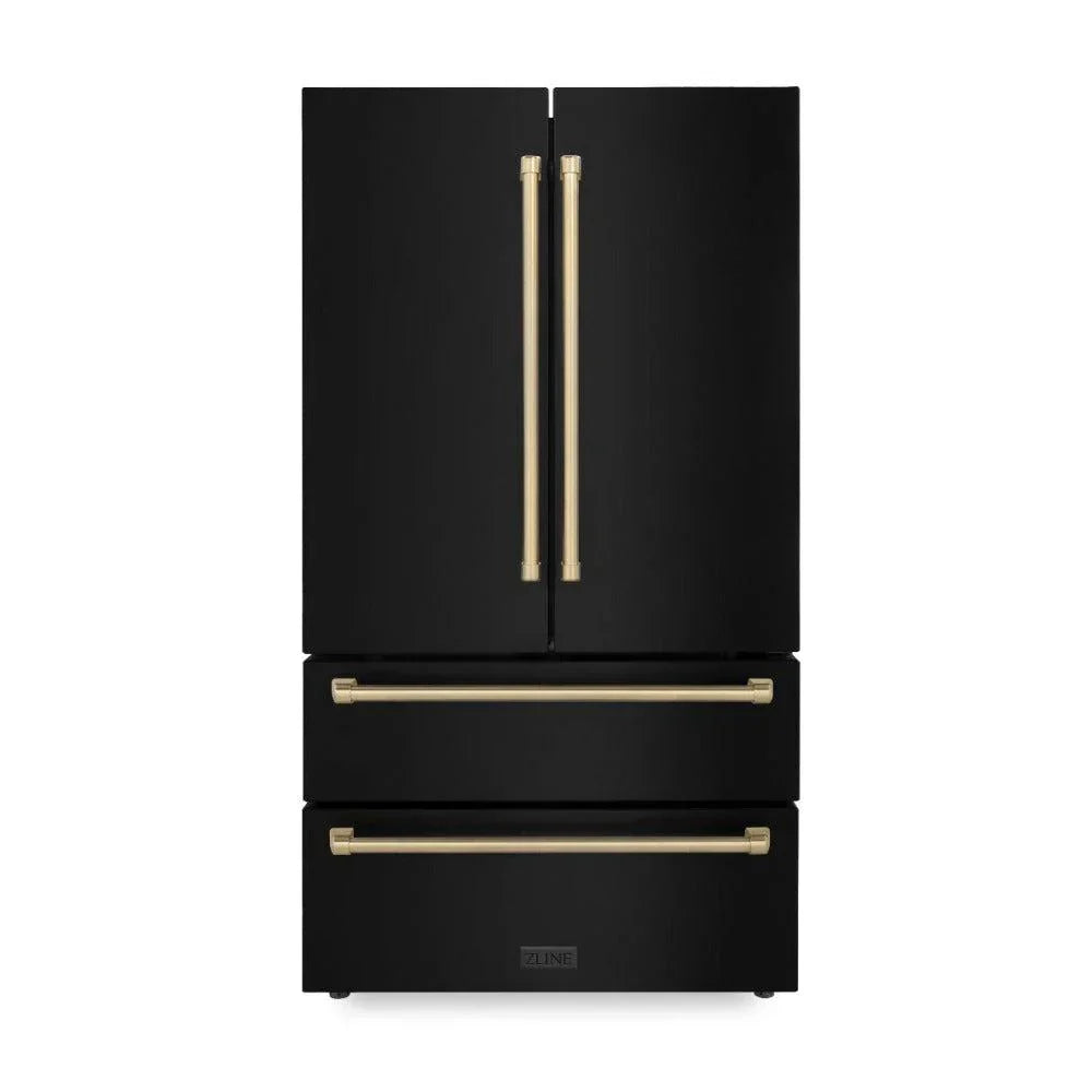 zline-kitchen-and-bath-36-inch-french-door-refrigerator-22-5-cu-ft-counter-depth-ice-maker-black-stainless-steel-with-champagne-bronze-accents-rfmz-36-bs-cb