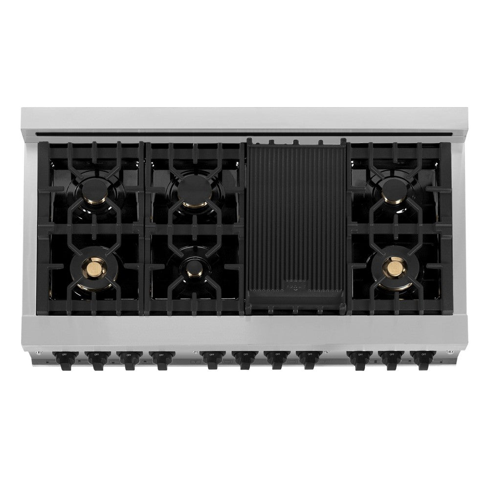 zline-autograph-edition-48-in-6-0-cu-ft-dual-fuel-range-with-gas-cooktop-and-electric-convection-oven-in-stainless-steel-with-white-matte-door-and-matte-black-accents-raz-wm-48-mb