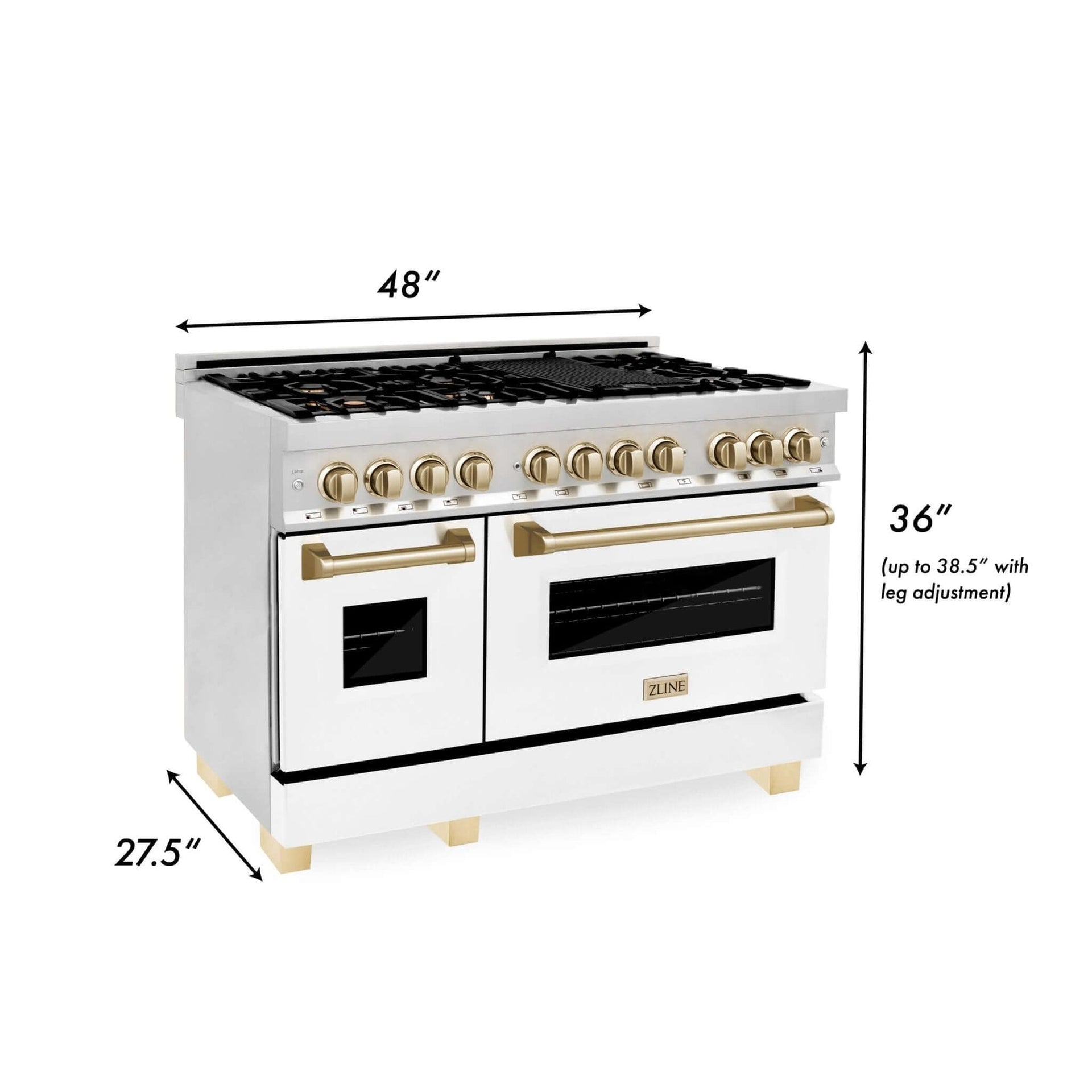 zline-autograph-edition-48-in-6-0-cu-ft-dual-fuel-range-with-gas-cooktop-and-electric-convection-oven-white-matte-door-with-polished-gold-accents-raz-wm-48-g