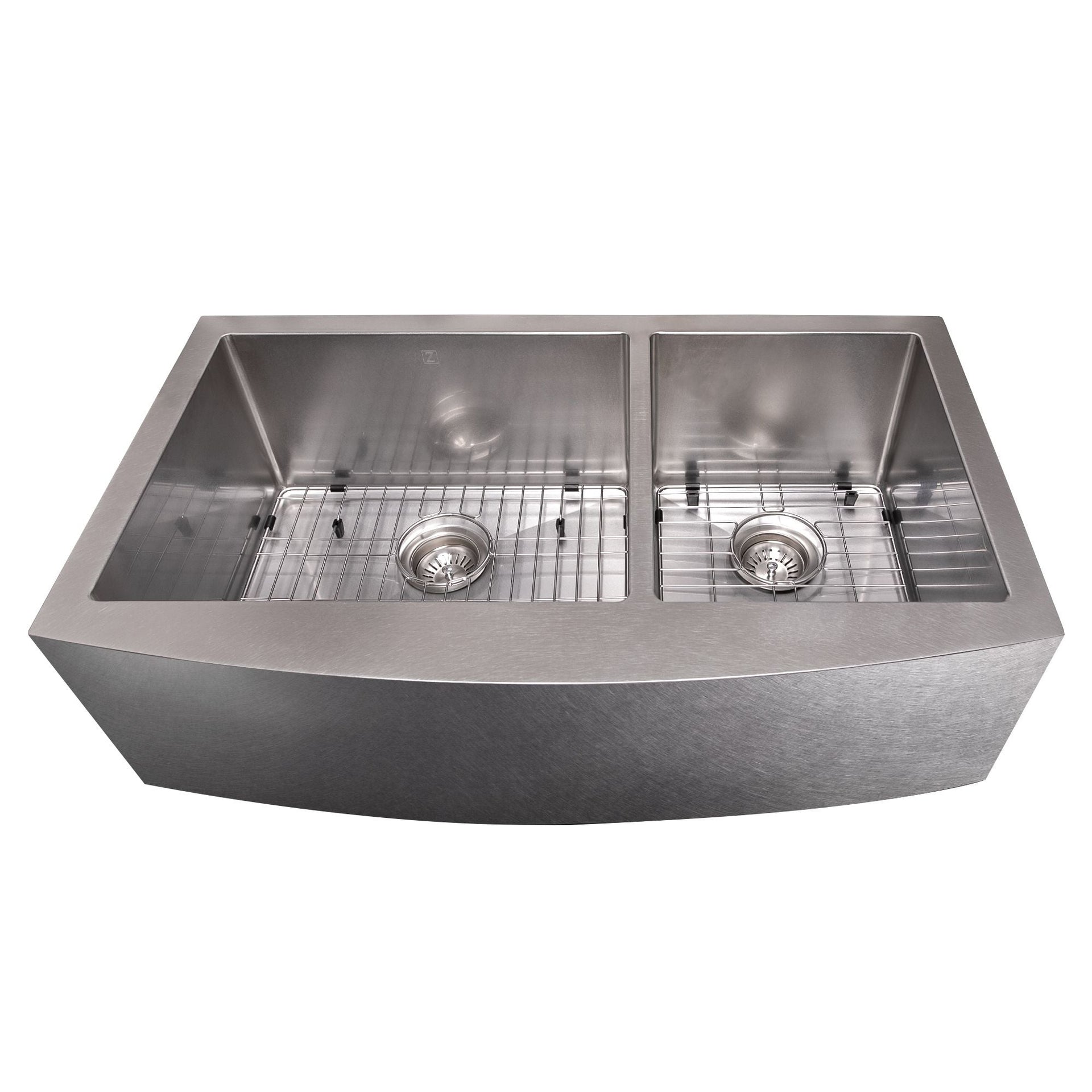 zline-36-courchevel-farmhouse-apron-mount-double-bowl-satin-stainless-steel-kitchen-sink-with-bottom-grid-sa60d-36s