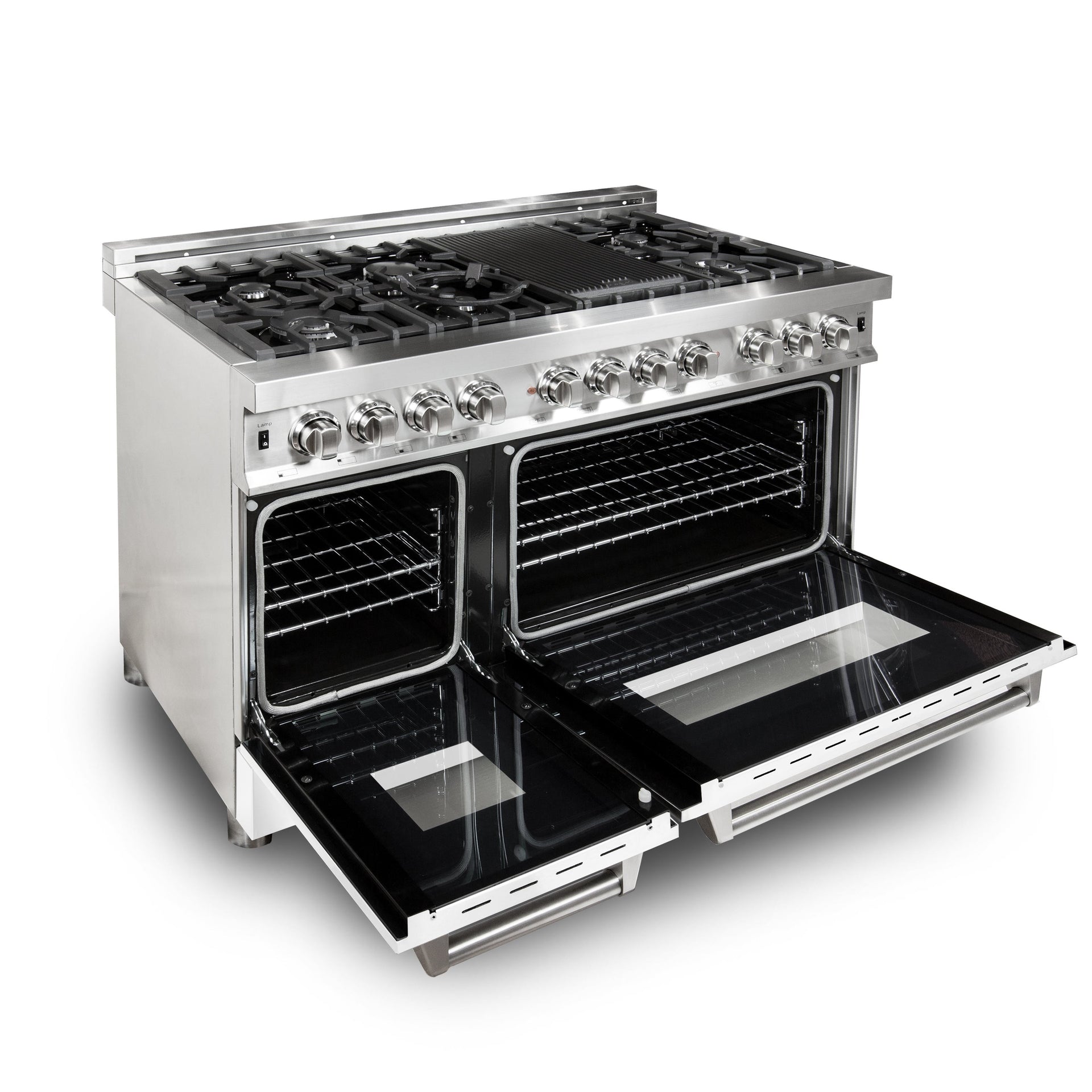 zline-48-inch-dual-fuel-range-with-gas-cooktop-electric-oven-griddle-6-0-cu-ft-white-matte-door-stainless-steel-ra-wm-gr-48