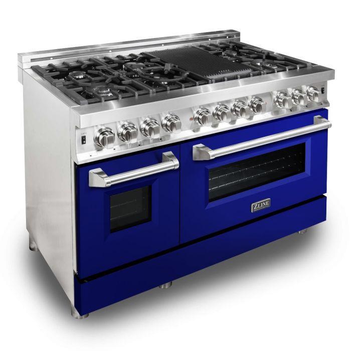 zline-48-in-6-0-cu-ft-dual-fuel-range-with-7-gas-burners-and-electric-convection-oven-in-stainless-steel-with-blue-gloss-door-ra-bg-48