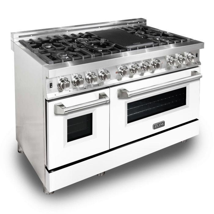 zline-48-in-6-0-cu-ft-professional-dual-fuel-range-with-gas-cooktop-and-electric-convection-oven-in-stainless-steel-with-white-matte-door-ra-wm-48