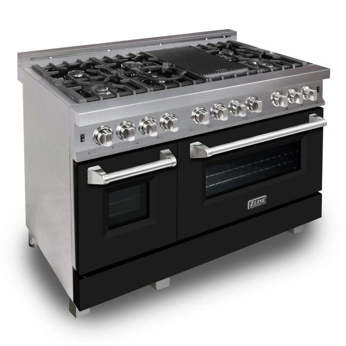 zline-48-in-legacy-dual-fuel-range-with-7-gas-burners-and-double-electric-ovens-6-0-cu-ft-satin-stainless-steel-with-black-matte-doors-ras-blm-48