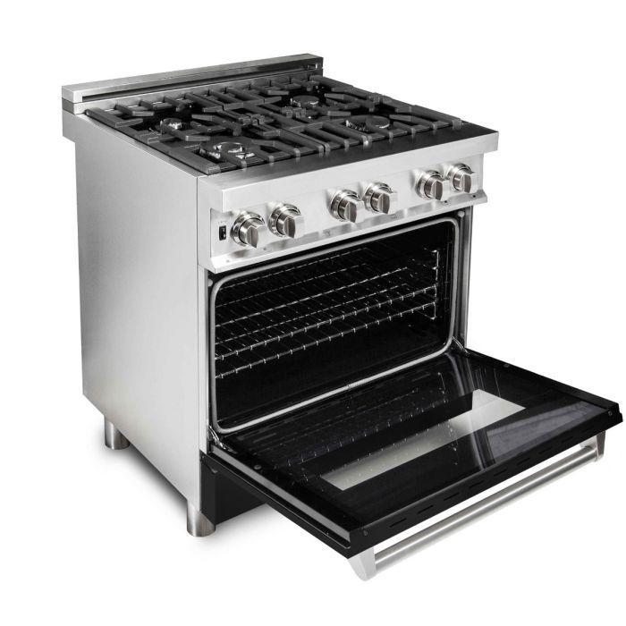 zline-30-professional-dual-fuel-range-with-gas-cooktop-and-electric-convection-oven-in-stainless-steel-with-black-matte-door-ra-blm-30