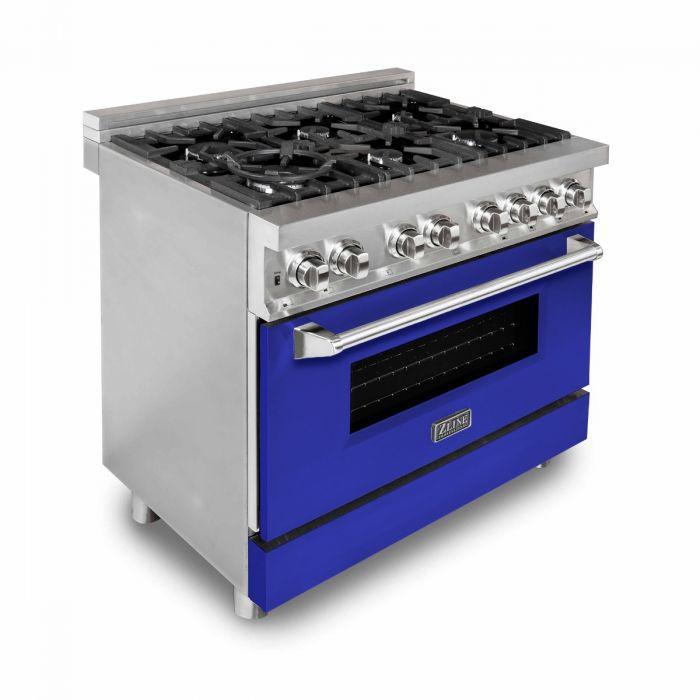 zline-ra-bm-36-36-inch-professional-gas-range-with-electric-oven-stainless-steel-with-blue-matte-door-ra-bm-36
