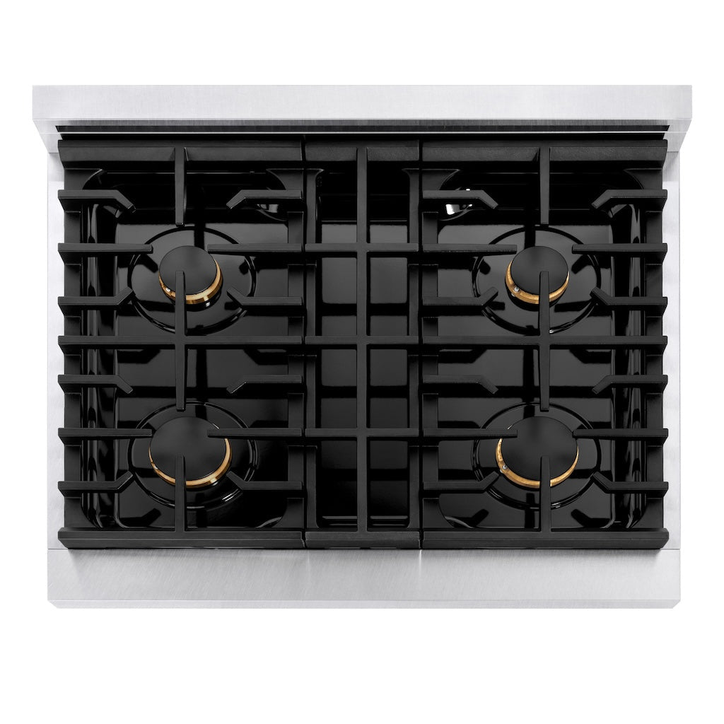 zline-30-inch-paramount-gas-range-with-convection-gas-oven-4-brass-burners-4-2-cu-ft-satin-stainless-steel-sgrs-br-30