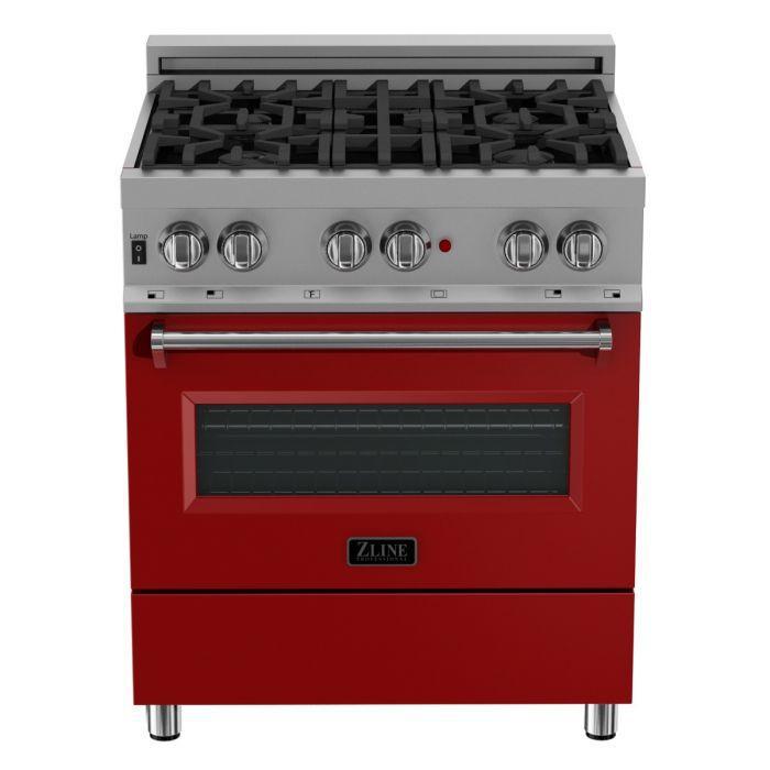 zline-legacy-30-in-dual-fuel-range-with-4-burners-and-electric-convection-oven-4-0-cu-ft-satin-stainless-steel-with-red-gloss-door-ras-rg-30