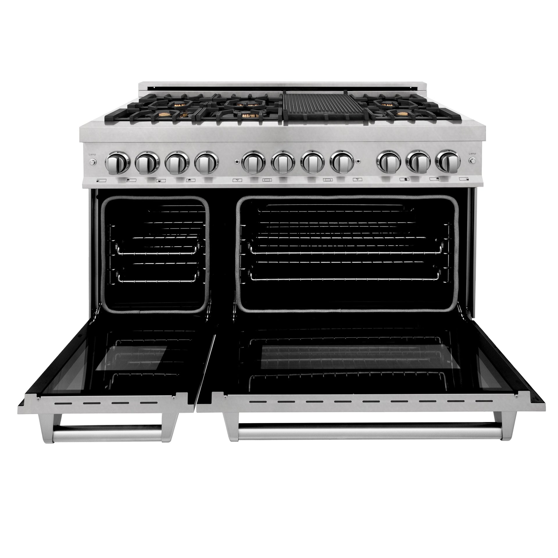 zline-48-in-6-0-cu-ft-legacy-dual-fuel-range-with-6-brass-burners-and-griddle-2-electric-ovens-satin-stainless-steel-ras-sn-br-gr-48