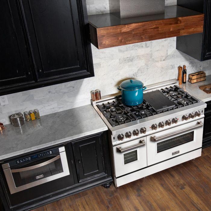 zline-48-in-6-0-cu-ft-professional-dual-fuel-range-with-gas-cooktop-and-electric-convection-oven-in-stainless-steel-with-white-matte-door-ra-wm-48