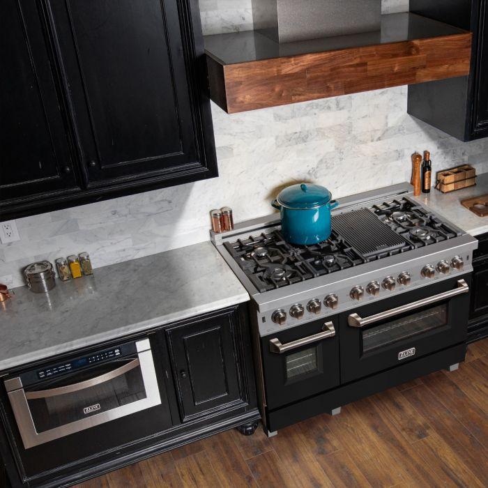 zline-48-in-legacy-dual-fuel-range-with-7-gas-burners-and-double-electric-ovens-6-0-cu-ft-satin-stainless-steel-with-black-matte-doors-ras-blm-48